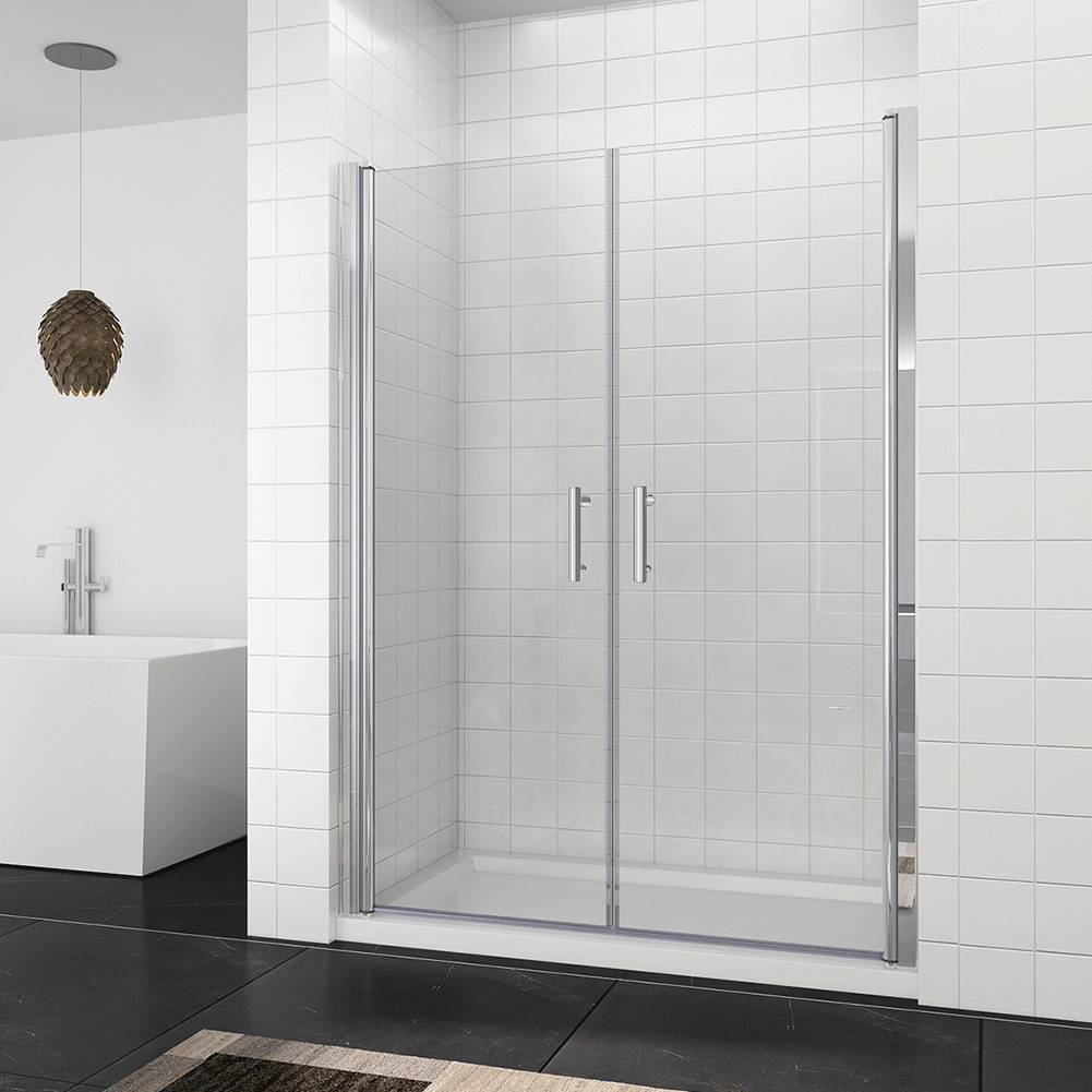 Duschkabine Eckeinstieg Schwingtür Rahmenlos Seitwand Doppel Pendeltür