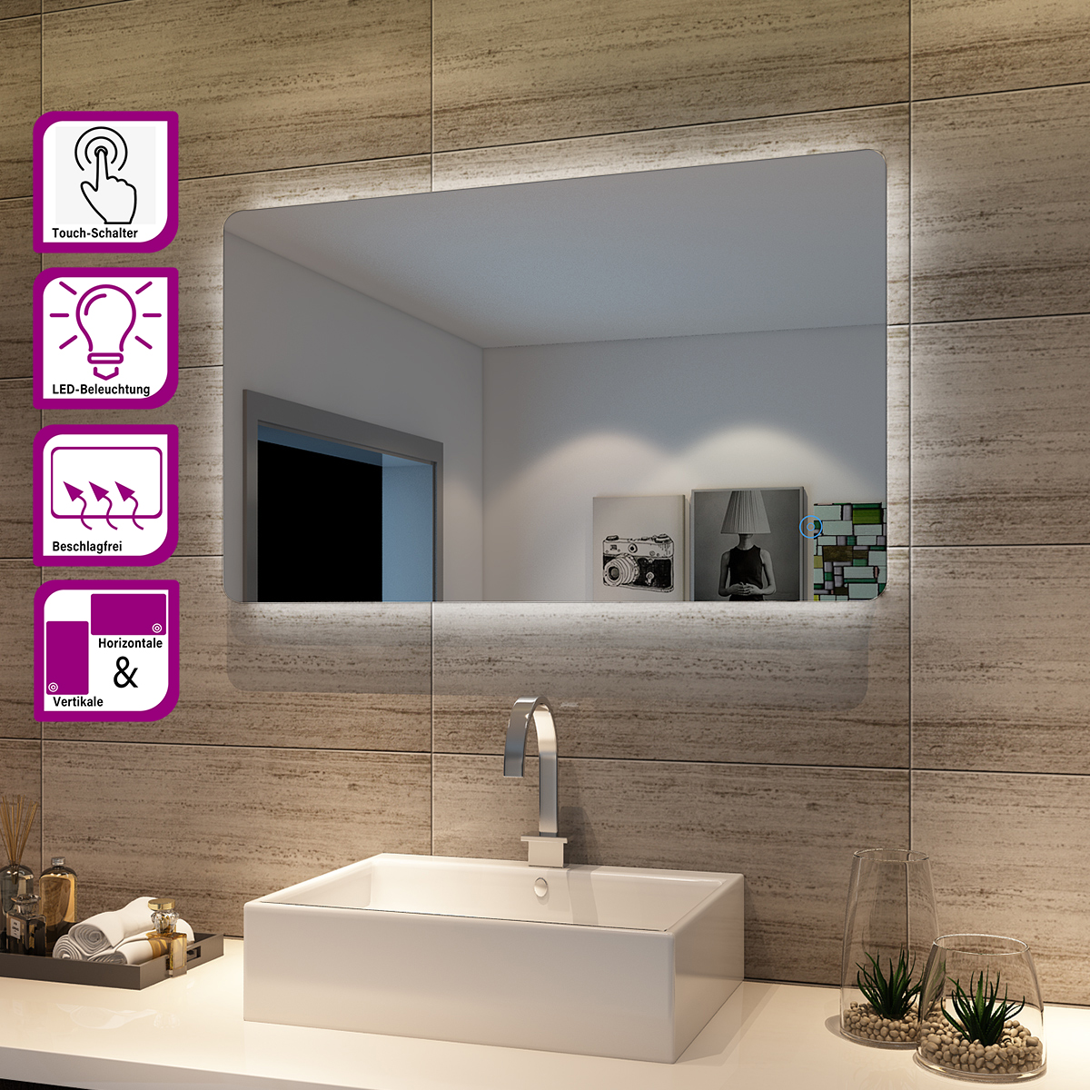 LED Badezimmerspiegel 40x60 Cm – Rahmenlos, Energiesparend, Mit Beleuchtung